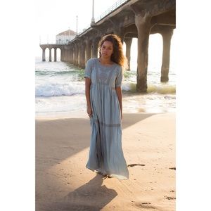 Sage green embroidery maxi dress